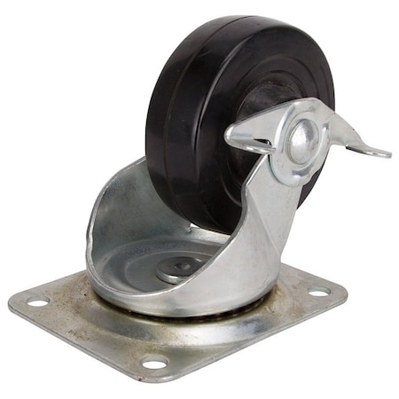 Prosource Swivel Caster, 4 in Dia Wheel, 1-1/4 in W Wheel, Rubber Wheel, Black, 255 lb, Steel Housing Material JC-H12