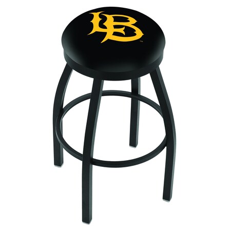 Holland Bar Stool Co 36" Blk Wrnkl Long Beach State University Swivel Bar Stool, Accent Ring L8B2B36LBStUn