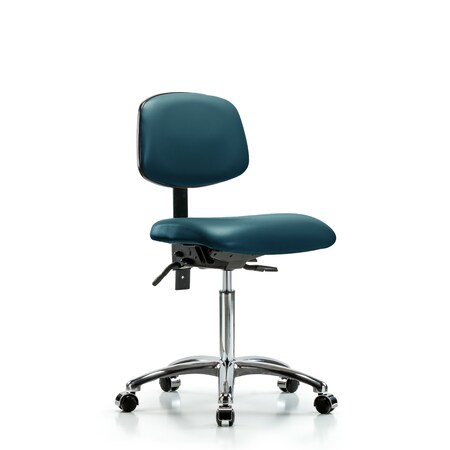 Blue Ridge Ergonomics Vinyl Chair Chrome, Med Bench, Tilt, Casters, Royal BR-VMBCH-CR-T1-A0-NF-CC-8801