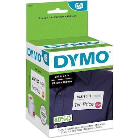Dymo Name Badge Labels, Adhesv, Time Expry, 4"x2-1/4" , 220/RL, WE 30911