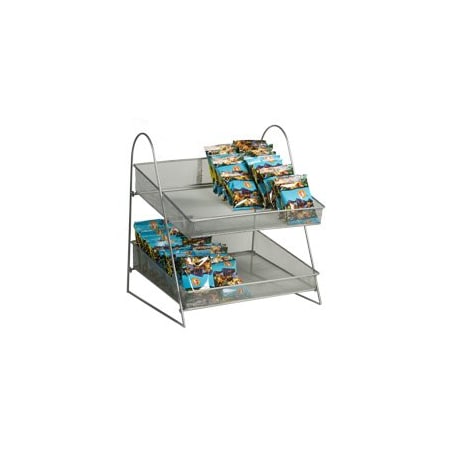 Specialty Store Services Two Tier Rectangular Retail Countertop Display Rack, 2 Mesh Baskets, 15 In. W X 15 In. D 3536