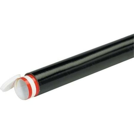 Partners Brand Mailing Tubes with Caps, 2" x 24", Black, PK50 P2024BL