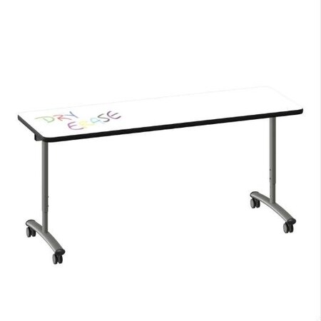 Correll Rectangle Premium Sit To Stand Dry Erase Flip Top Table, 72 in W, 28 in to 38 in H FTS3072DE-80-14-09