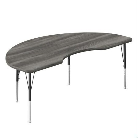 Correll Kidney HPL Activity Table, 72 in W, 36 in L, 19 in to 29 in H, Particleboard, Driftwood A3672-KID-52-09-52
