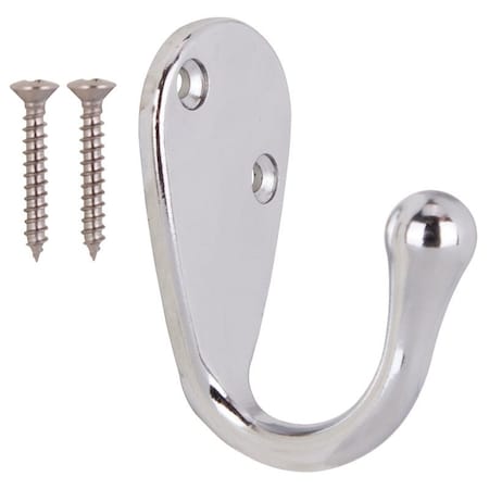 Prosource Coat and Hat Hook, 22 lb, 1-Hook, 1-1/8 in Opening, Zinc, Chrome H63CH-PS