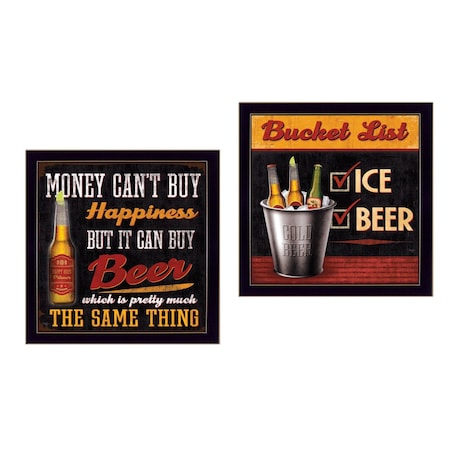 Homeroots Set Of Two Bucket List Black Framed Print Wall Art, 2PK 405786