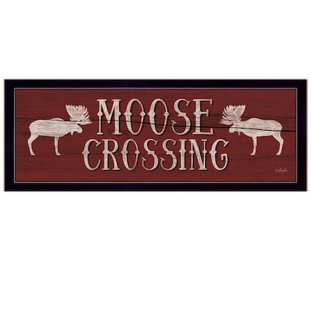 Homeroots Moose Crossing Black Framed Print Wall Art 405520