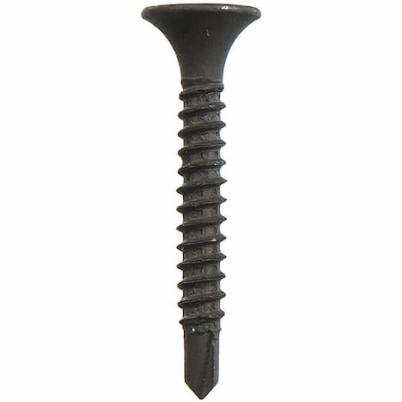 Dottie Drywall Screw, #6 x 1-1/4 in, Carbon Steel, Flat Head Phillips Drive, 100 PK DWSD6114
