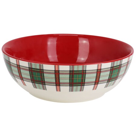 Martha Stewart 8.6 Inch Holiday Plaid Stoneware Serving Bowl in Red 140730.01
