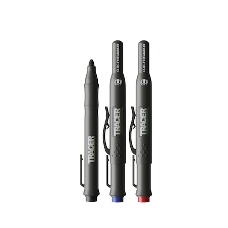 Tracer Clog Free Marker Kit, 1x Black / 1x Blue / 1x Red, c/w Site Holsters, 3PK ACF-MK3