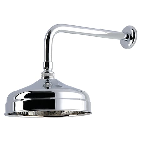 Kingston Brass 8" Round Raindrop Brass Shower Head with 12" Shower Arm, Polished Chrome K124K31