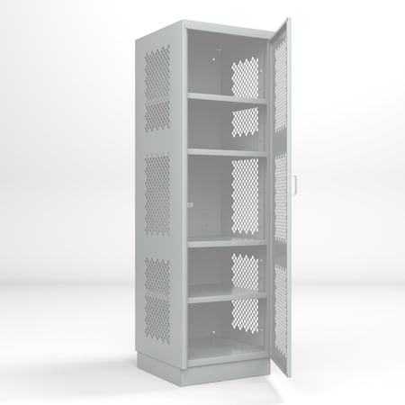 Pucel Heavy Duty Perforated Storage Locker, 24in W x 24in D x 74in H, 4in Base, Adjustable Shelves, Red DLCU-2424-1-AS-PERF-B