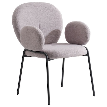 Leisuremod Celestial Boucle Dining Arm Chair with Black Powder Coated Iron Frame, Grey CCABL-23GR