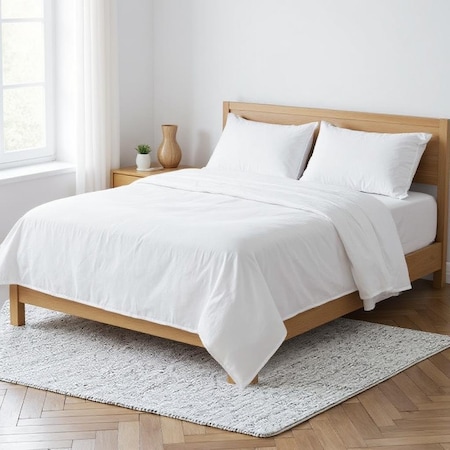 Homeroots White Linen King Flat Sheet 520758