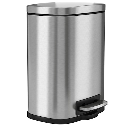 Hls Commercial 1.3 gal Rectangular Indoor Metal Can, Silver, Step Pedal, Stainless Steel, 8.5 in HLSS01RFR