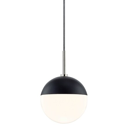 Mitzi Renee 1 Light Pendant 14 In. Polished Nickel/Black H344701-PN/BK