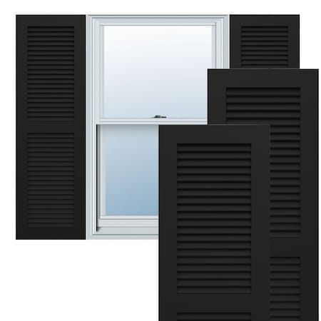 Ekena Millwork True Fit PVC Two Equal Louver Shutters, Black, 18W x 32H, PR TFP101LVF18X032BL
