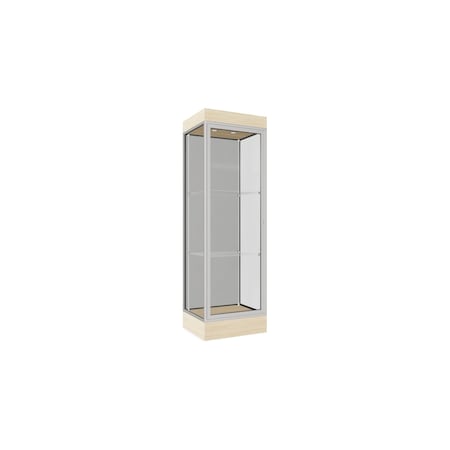 Ghent Lighted Floor Display Case 24x76x20, 6" Base, Satin 91LFHB-SN-BGW
