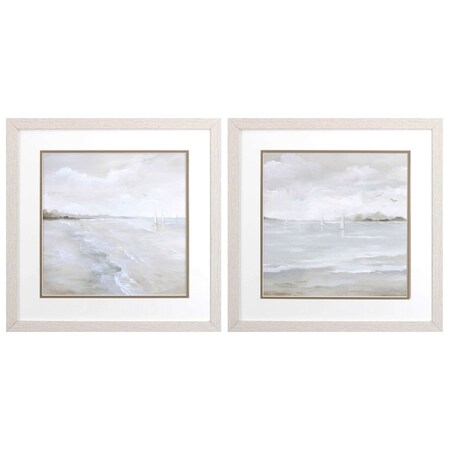 Homeroots Set Of Two Sail Away White Framed Print Wall Art, 2PK 521544