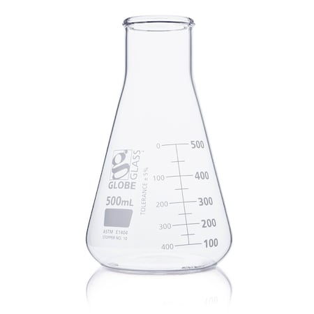 Globe Scientific Erlenmeyer Flask, Colorless, 103 mm H, PK6 8410500