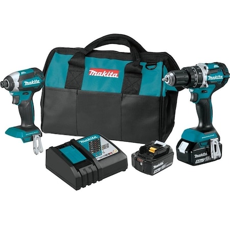 Makita Combination Tool Kit, Battery Included, 5 Ah, 18 V, Lithium-Ion, 2PK XT269T