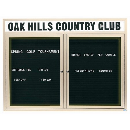 Aarco Illuminated Outdoor Enclosed Directory w/ Al Frame Header, Powder Coated Ivory, 48''Hx60''W OADC4860HIIV