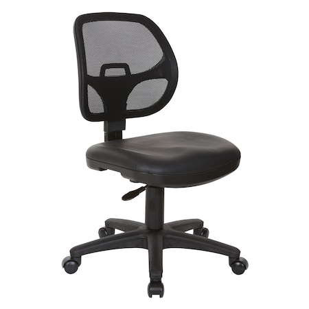 Office Star Products EM Series Mesh Screen Back Task Chair with Vinyl Seat, Black em2910v