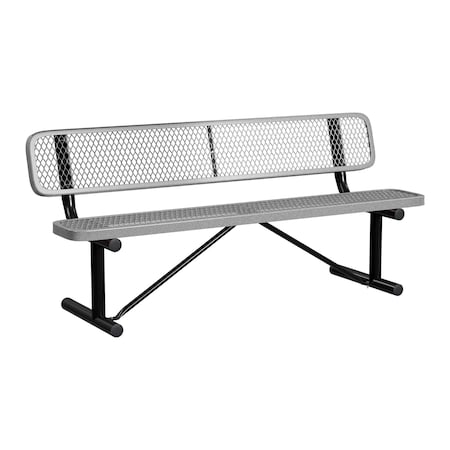 Leisure Craft Bench/Back, Portable, 6ft., Granite B6WBP-GRANITE