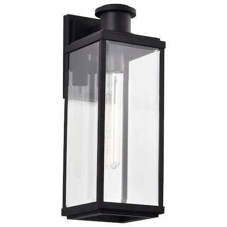 Nuvo Luca, Large Outdoor Lantern, Sand Black Finish, Clear Beveled Glass 60/8512