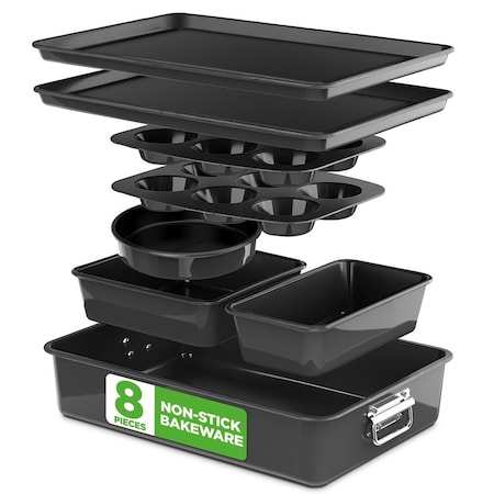Nutrichef 8-Piece Stackable Nonstick Bakeware Set NCBKSTK3
