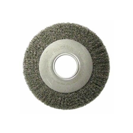Weiler Medium-Face Crimped Wire Wheel, 8 in dia x 1 in W Face, 0.0118 in Steel Wire, 4500 RPM 804-06110