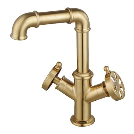 Kingston Brass Two-Handle Single-Hole Bathroom Faucet with Push Pop-Up Drain, Brushed Brass LS6303RX