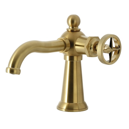 Kingston Brass One-Handle Single-Hole Bathroom Faucet with Push Pop-Up Drain, Brushed Brass KS3547RNX