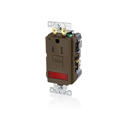 Leviton Self-Test GFCI Receptacle, Combination with Light, 15 Amp, 125 Volt, 5-15R NEMA GFPL1-PL