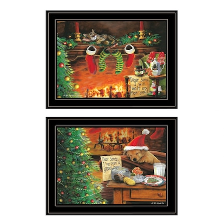 Homeroots Set Of Two Ive Been A Good Boy 2 Black Framed Print Wall Art, 2PK 407204