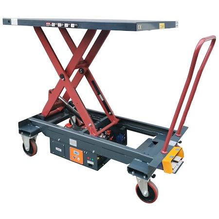 Pake Handling Tools DC Power Hydraulic Scissor Cart With Foot Control, 47.24inL x 31.5inW, 2200 Lb. Cap. PAKLT-ES100L-FP