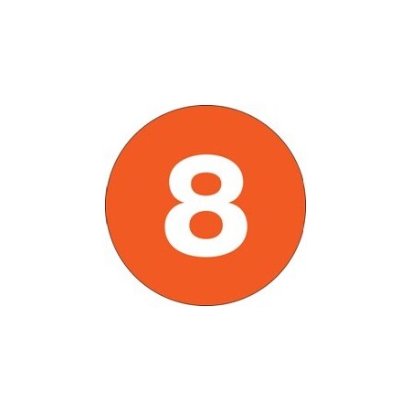 Bubblefast 2'' Circle - ''8'' Orange Number Labels BFDL6776