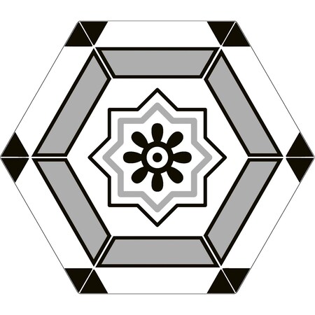 Andova Tiles Trafale Jalton Grey 8-in. x 9-in. Hexagon Encaustic Matte Porcelain Floor & Wall Tile, 25PK ANDTRA1273