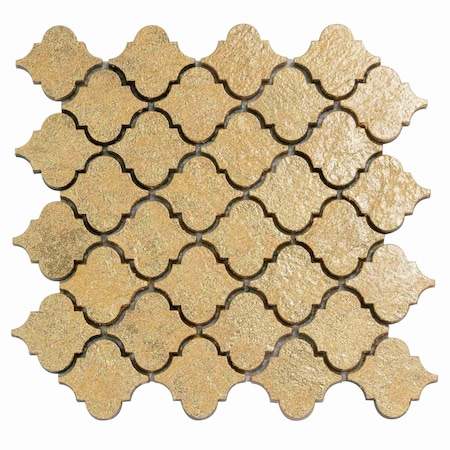 Apollo Tile Artisana 12x12 in. Gold Textured, Foiled Resin Arabesque Lantern Mosaic Wall Tile (5 sq ft/case) 5PK APLBRJ886A