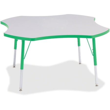 Jonti-Craft Berries Four Leaf Activity Table, A-height, Freckled Gray/Green/Gray 6453JCA119