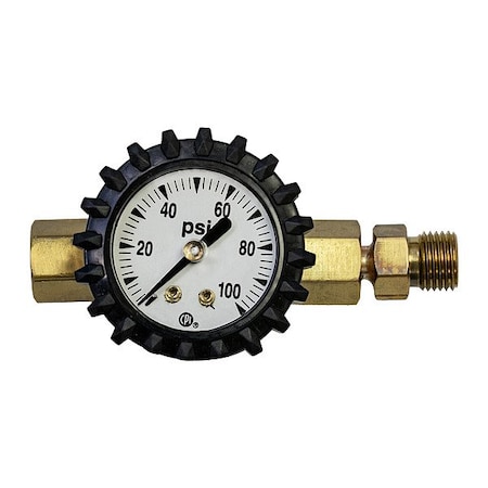 Uniweld Oxygen Pressure Flow Indicator, Oxygen, 9/16"-18 Inlet, 9/16"-18 Outlet TOL163
