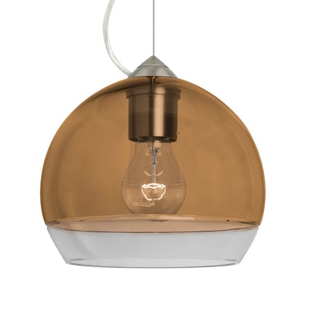 Besa Lighting Besa Ally 8 Cable Pendant, Amber/Clear, Satin Nickel Finish, 1x 60W MAX E26 Base 1KX-ALLY8AM-SN