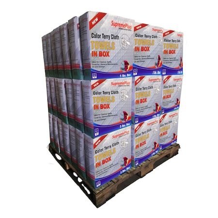 Supremeplus New Color Terry Towel Cleaning Rags, 800 lbs. Pallet, 160 x 5 lbs. Compressed Box, 160PK SP-1858