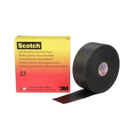 3M Rubber Splicing Tape 23, 1-1/2 In X 30 Ft, Black, 20PK 23-1.5X30FT