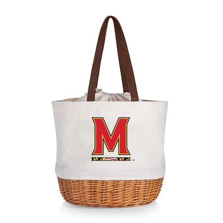 Picnic Time Family Of Brands NCAA Maryland Terrapins Coronado Canvas and Willow Basket Tote - Picnic Bag 203-00-187-314-0