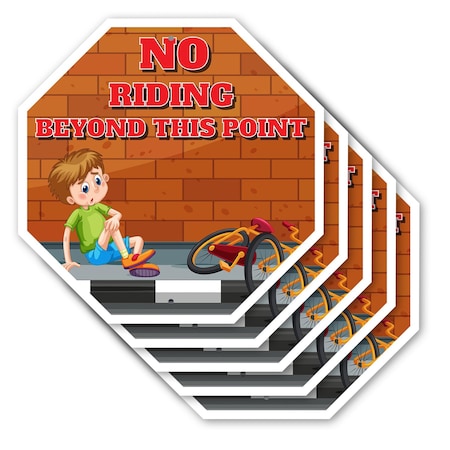 Signmission No Riding Beyond This Point, 10 inch X 10 inch, Aluminum Metal Signs, 5PK OC-A-5Pack-10-87