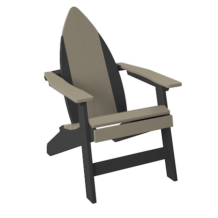 Polybird SURFBOARD ADIRONDACK-NOSE CHAIR. WEATHERWOOD AND BLACK POLYBIRD P81