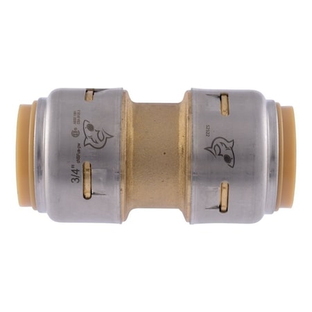 Sharkbite Max Pipe Coupling, 3/4 x 3/4 in, DZR Brass, 250 psi Pressure UR016A4