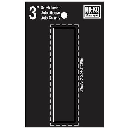 Hy-Ko 30400 Series Die-Cut Letter, Character: I, 3 in H Character, Black Character, Vinyl 30419
