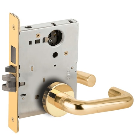 Schlage Entrance Mortise Lock with Deadbolt, 03A Design, Less Cylinder, Bright Brass L9453L 03A 605